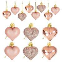 24Pcs s Day Heart Shaped Ornaments Heart Shaped Baubles Ornaments for Home Tree Hanging Decorations