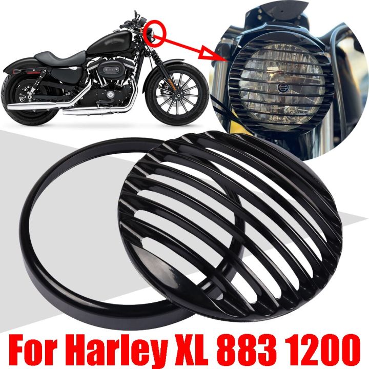 สำหรับฮาร์เลย์สปอร์ตเตอร์เอ็กซ์แอลเหล็ก883-1200-2004-2018อุปกรณ์แต่ง-xl1200c-รถจักรยานยนต์5-3-4quot-ฝาปิดตะแกรงไฟหน้ารถมอเตอร์ไซค์แบบ-led-cnc
