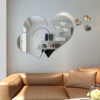 3D Acrylic Love Mirror Wall Stickers / Art Wall Decal /Heart Shaped Mirror / Removable Art Decor Wall Poster for Living Room Wedding Room Home Decor