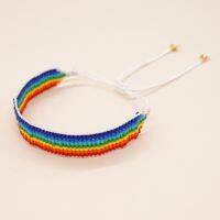 Go2boho มิยูกิแบบถักด้วยลูกปัดสร้อยข้อมือลูกปัดมือสำหรับผู้หญิงแบบโบฮีเมียนแฟชั่นมาใหม่ธงกันฝนของขวัญก่อนใคร