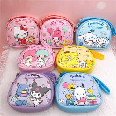 Sanrio Kawaii Messenger Shoulder Bag Kuromi Melody Double-Sided Printing Polyester Water-Proof Bag Crossbody Strap For Children