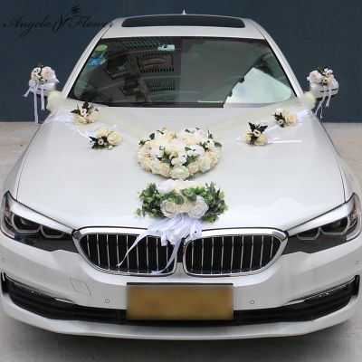 hot【cw】 1 Set Artificial Wedding Car Silk Fake Floral Valentines Day Supplies