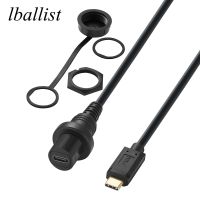 lballist Gold Plated USB Type C 3.1 Male to Female Dashboard Flush Panel Mount Extension Cable For Car Truck Boat Motorcycle