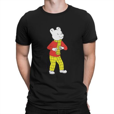 MenS Happiness T Shirt Rupert Bear Pure Cotton Tops Funny Short Sleeve O Neck Tee Shirt Gift Idea T-Shirts