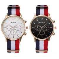 {Miracle Watch Store} MIGEER แฟชั่นลำลองสำหรับบุรุษนาฬิกาผ้าวงนาฬิกาควอตซ์นาฬิกาข้อมือ Relógio Masculino H Orloge Vrouw Mannen H Orloge 2019