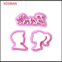 KONSIRAN 3pcs สีชมพูอมชมพู แม่พิมพ์บิสกิตเจ้าหญิงบาร์บี้ ศิลปะการตกแต่ง ดีไอวาย แม่พิมพ์ซิลิโคนรูปเจ้าหญิงบาร์บี้ ของขวัญสำหรับเด็ก งานทำมือ เครื่องมือปั้นเค้ก บ้านในบ้าน