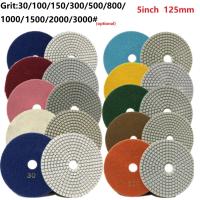 5 125mm Dry/Wet Diamond Polishing Pad Flexible Grinding Discs For Granite Concrete Floor Restoration Transition Tool