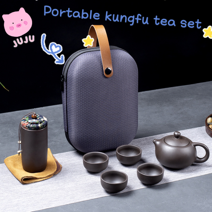 Tea Set, Travel Tea Set, Chinese Kung Fu Ceramic Teapot, Portable