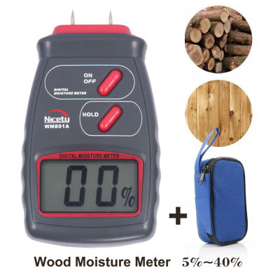 WM801A 5-40 Four Pins Digital Wood Moisture Meter Wood Humidity Tester Hygrometer Timber Damp Detector Large LCD Display
