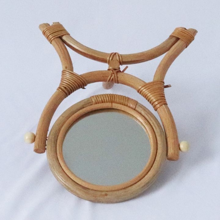 hand-woven-table-makeup-mirror-with-stand-rack-natural-rattan-dressing-retro-desktop-mirror-vertical-flip-handmade-roun