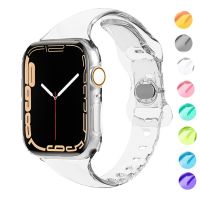 Tali Transparan Ramping untuk Jam Tangan Apple Seri 7 6 5 Band 42Mm 38Mm Karet Jernih Korea untuk Iwatch 7 6 5 4 3 44Mm 40Mm 41MM 45MM