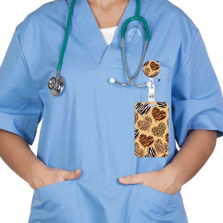 hot-dt-leopard-print-retractable-buckle-card-holder-business-badge-clip-employee-cardholders-doctors-nurses-certificates