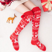 New Christmas Elk Thicken Women Wool Stockings Autumn Winter Casual Warm Fluffy Over Keen Socks Leg Warm Thigh High Socks