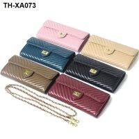 New sheepskin V embroider line money card one mobile phone package one shoulder his armpits package long purse