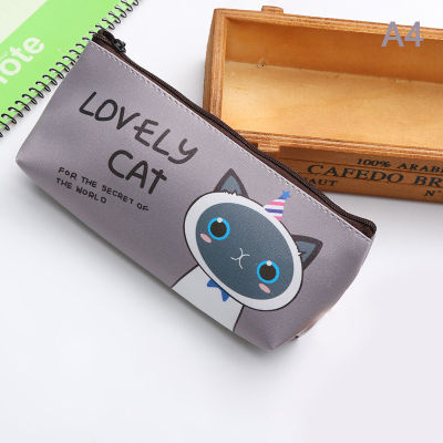 Bali กระเป๋าดินสอโรงเรียนลายแมวน่ารักกระเป๋าดินสอกันน้ำหนัง PU สำหรับเด็กของขวัญเครื่องเขียนเกาหลีอุปกรณ์สำนักงาน