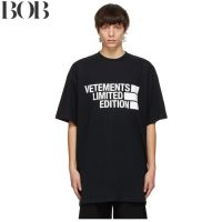 BOB Vetements เสื้อยืดคอก ลมแขนสั้นผ้าฝ้ายสีด ํา 210303