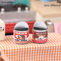 StarryBaby บ้านตุ๊กตา1 12จำลองอาหารสุนัขกระป๋องขนาดเล็กที่ว่างเปล่าโมเดลตุ๊กตาอุปกรณ์ตกแต่งบ้าน