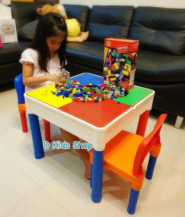 โต๊ะตัวต่อ-ชุดโต๊ะตัวต่อ-เก้าอี้2ตัว-2in1-construction-table-set