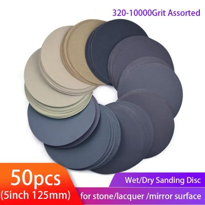 5inch sanding discs 125mm Waterproof Sandpaper Hook &amp; Loop Sand paper 320-10000 grit Assorted for Wet/Dry Polishing 50pcs