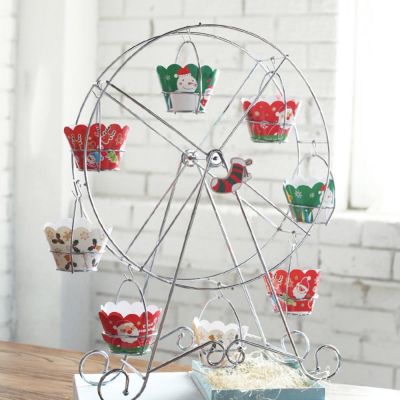 【LZ】۩™♗  Metal Ferris Wheel Cupcake Holder Muffin Sobremesa Chocolate Display Stand Rack para Casamento Festa de Aniversário