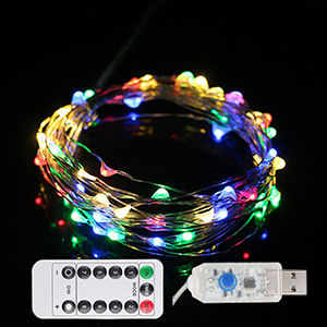 【⊕Good quality⊕】 wangshenghui 50led นาฬิกาจับเวลาอัตโนมัติ Led 8โหมดรีโมทคอนโทรล Usb สายรัดไฟแบบเส้นทองแดงหรี่แสงได้สำหรับเครื่องนอน