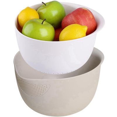 Rice Strainer and Kitchen Colander Set - Strain Rice and Small Grains - Soak, Wash and Drain Vegetables and Fruit