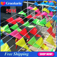 Gracekarin 50M/80M/100M Multicolored Triangular Flags Bunting Flags Banners for Party Holiday Decorations