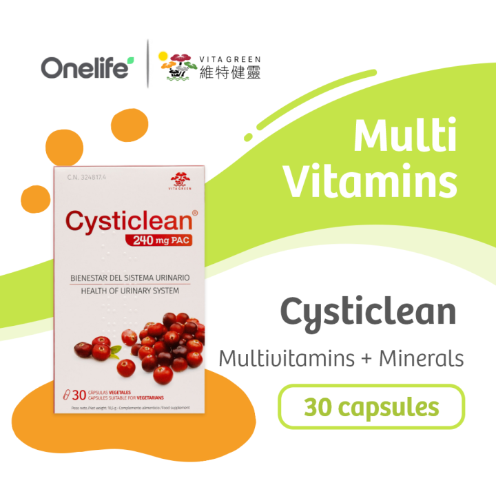 Vita Green Cysticlean Multivitamins + Minerals 240mg 30 Capsules, For health and well being of