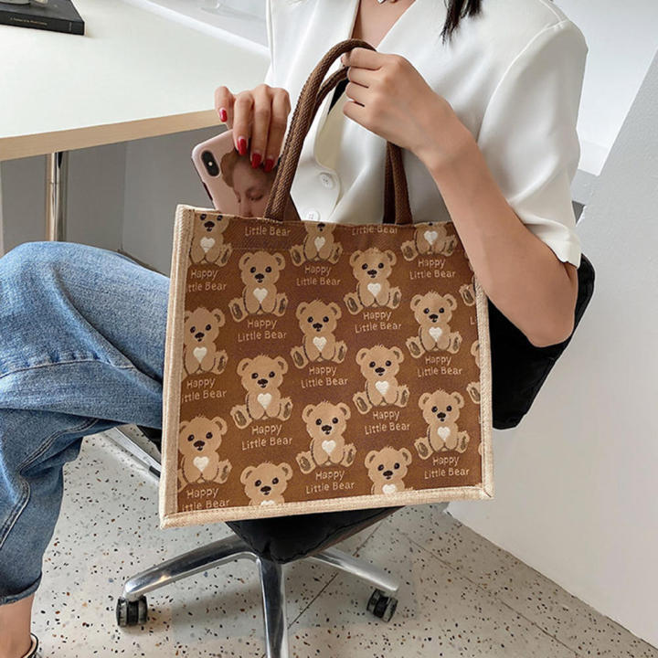 portable-shopping-bag-eco-handbag-shoulder-bag-eco-friendly-shopping-bags-shopping-bag-bear-pattern-tote-cotton-linen-tote-bag