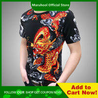 MARUHOOL เสื้อยืดเสื้อสตรีแฟชั่นแขนสั้นประจำชาติของผู้ชาย,เสื้อผ้าสไตล์จีนแขนลายสั้นทรงสลิมฟิตลำลอง3D ดิจิทัล