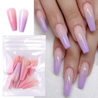 20/24/100 Pcs Blister Box With Color Pointed False Nail Stickers Long Coffin Full Cover Fake Nail Tip Manicure