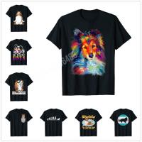 JHPKJSplash Art Shetland Sheepdog Cute Sheltie T-Shirt 100% Cotton Men Women Hip Hop Dog T Shirts For Gift Size XS- 4XL 5XL 6XL