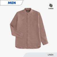 À NOUS - MEN SHIRT - Classic Fit - Linen (Milk Tea) / เสื้อเชิ๊ต ตัวหลวม ผ้าลินิน สีน้ำตาลอ่อน