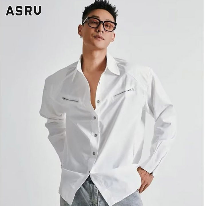 ASRV Fashion men's long sleeve shirt design sense versatile casual ...