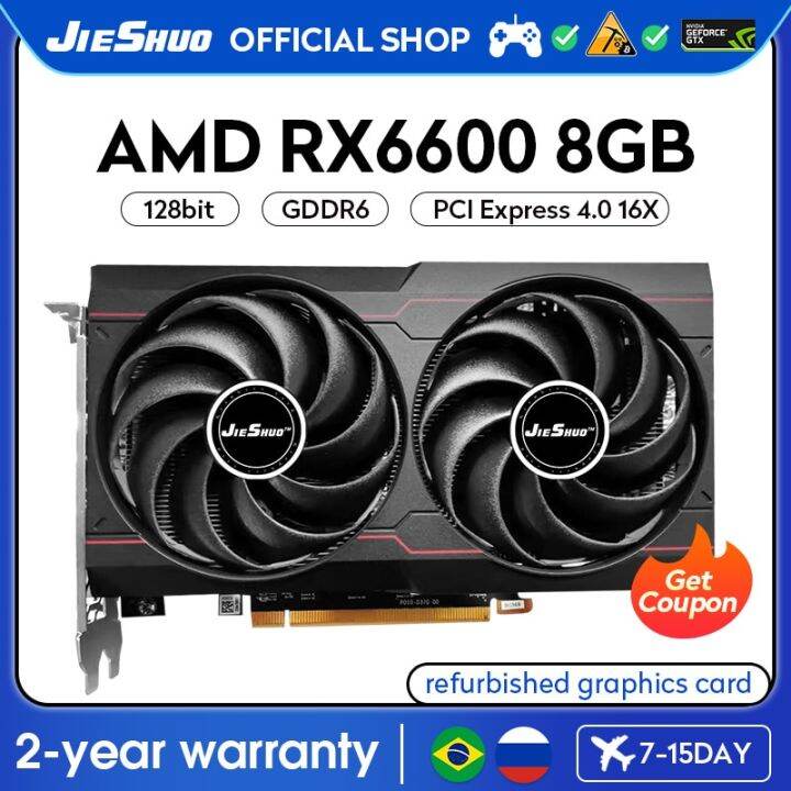 JIESHUO RX 6600 8G Gaming Graphics Card 128Bit GDDR6 AMD Rx6600 8Gb ...