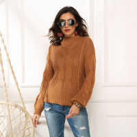 Neon Sweater Women Knitted Fuchsia Pink Solid Half Turtleneck Pullovers Long Casual Loose Knitting Shirts Female Jumpers