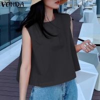 COD DSFERTRETRE VONDA Women Summer Korean Round Neck Sleeveless Casual Solid Color Tank