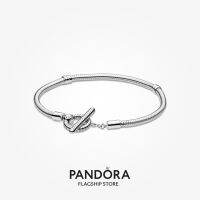 Official Store Pandora Moments Silver T-Bar Snake Chain Bracelet