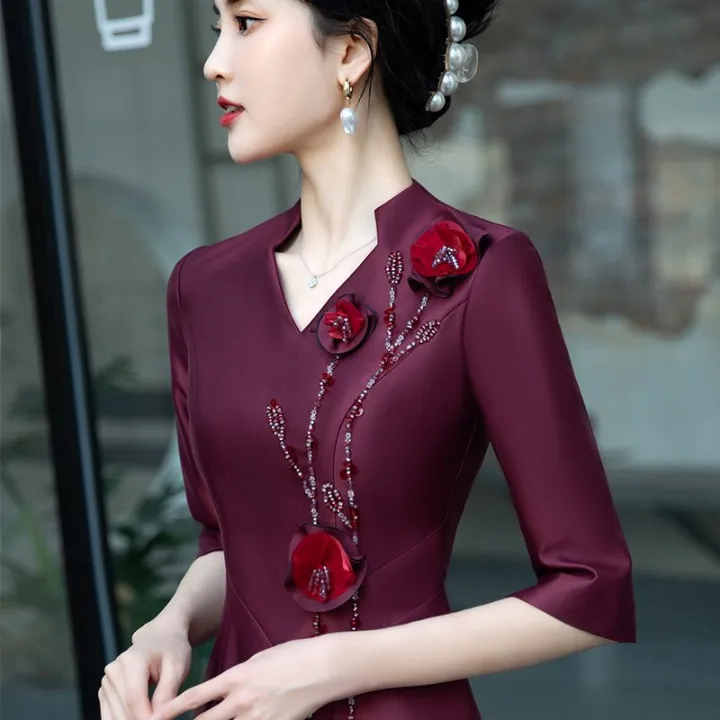 Sale Mother-In-Law Wedding Dress 2023 New Korean Style High End Bride  Mother Attends Wedding Dress Noble Young Fashionable Summer Women Dinner  Evening Dresses | Lazada Ph