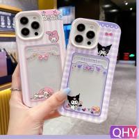 ANBV MALL Qhy 2 in 1 เคสโทรศัพท์มือถือแบบใส หนา กันกระแทก ลายกระต่ายน่ารัก พร้อมช่องใส่บัตร สําหรับ iphone xs 6s 7 8 plus XR 11 12 14 13 pro max