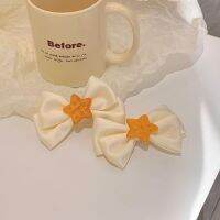 ❄◑ Luxury White Milk Star Biscuit Hair Clip Bow Sweet Versatile Edge Clip Womens Valletta Hair Accessories Butterfly for Wedding