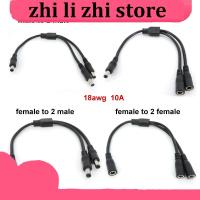 zhilizhi Store 18awg 10A 1-36v 2 way 1 male female to 2 male female DC Power supply adapter Cable 5.5mmx2.1mm Splitter connector Plug extension