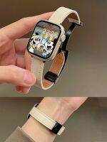 หัวเข็มขัดแม่เหล็กหนังเนื้อดีเรียบง่ายเหมาะสำหรับนาฬิกา Apple S8 ที่มี iWatch7654321 รุ่น SE Universal Ultra