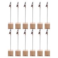 12 Pcs Business Card Holder Memorandum Clip Photo Folder Photo Clip Holder Menu Note Stand Wooden Clip Photo Holder Office Clips Pins Tacks