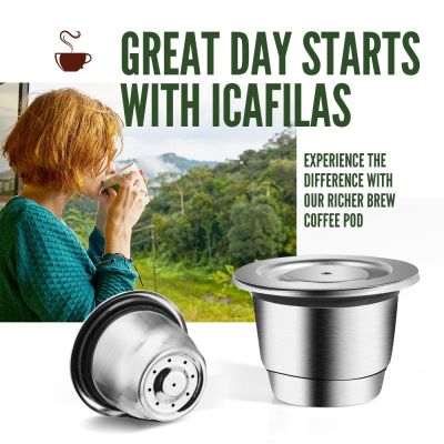 iCafilas Reusable Coffee Capsule For Nespresso Stainless Steel Espresso Filter Cups Refillable Coffee Pods