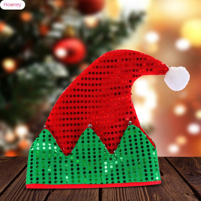 HOONEY หมวกประดับเลื่อมสำหรับหมวกซานตาหมวกเอลฟ์คริสต์มาสยืดหยุ่นสูงเป็นมิตรกับผิวชุดงานปาร์ตี้คริสต์มาส