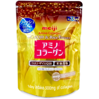 Meiji Amino Collagen CoQ10&amp;Rice Extract เมจิ อมิโน คอลลาเจน โคคิวเท็น ชนิดถุงเติม (ขนาดบรรจุ 196กรัม/ถุง)