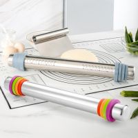 Rolling Pin with Thickness Rings Stainless Steel Fondant Rolling Pin Cake Roller Dough Rolling Pin Bakeware Tools Dough Roller