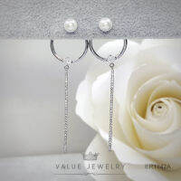 Value Jewelry ER1742 กว้าง1.8cmยาว6cm เครื่องประดับเพชรCZ เกรดพรีเมี่ยม หนีบ ห่วง ระย้า คริสตัล เพชร  สร้อยข้อมือ สร้อยคอ แหวน