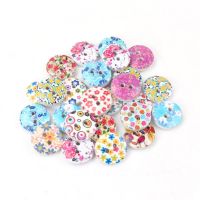 2 Holes Mixed Flower Round Natural Wooden Decorative Buttons For Sewing Scrapbooking Crafts 30pcs 15mm Haberdashery